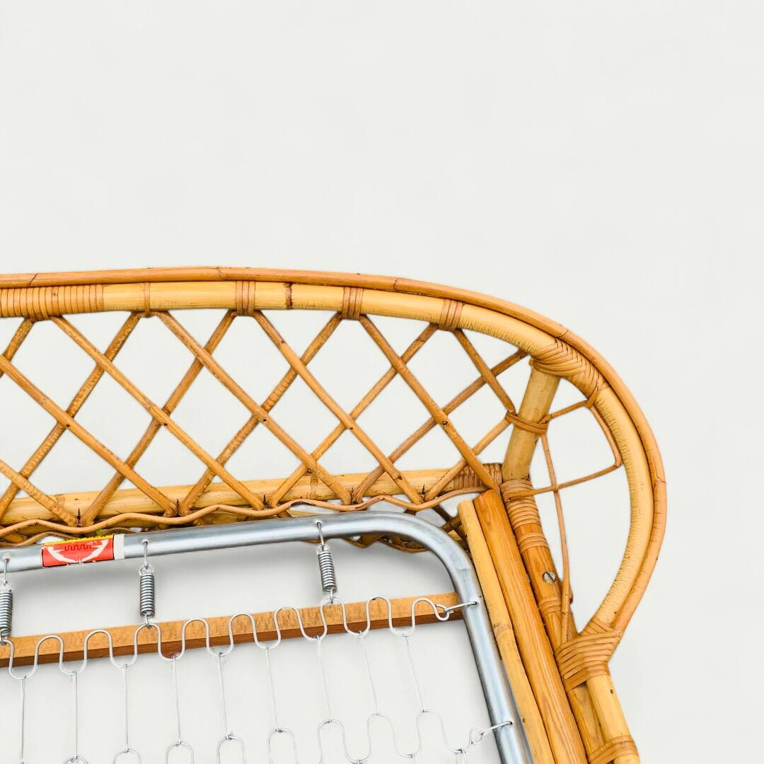 Rattan basket bed 90x190 vintage 1960