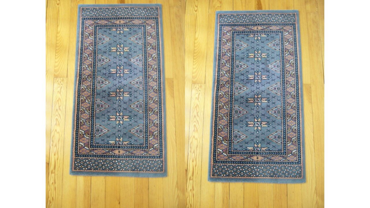Wool carpet 60 x 120 blue with stars