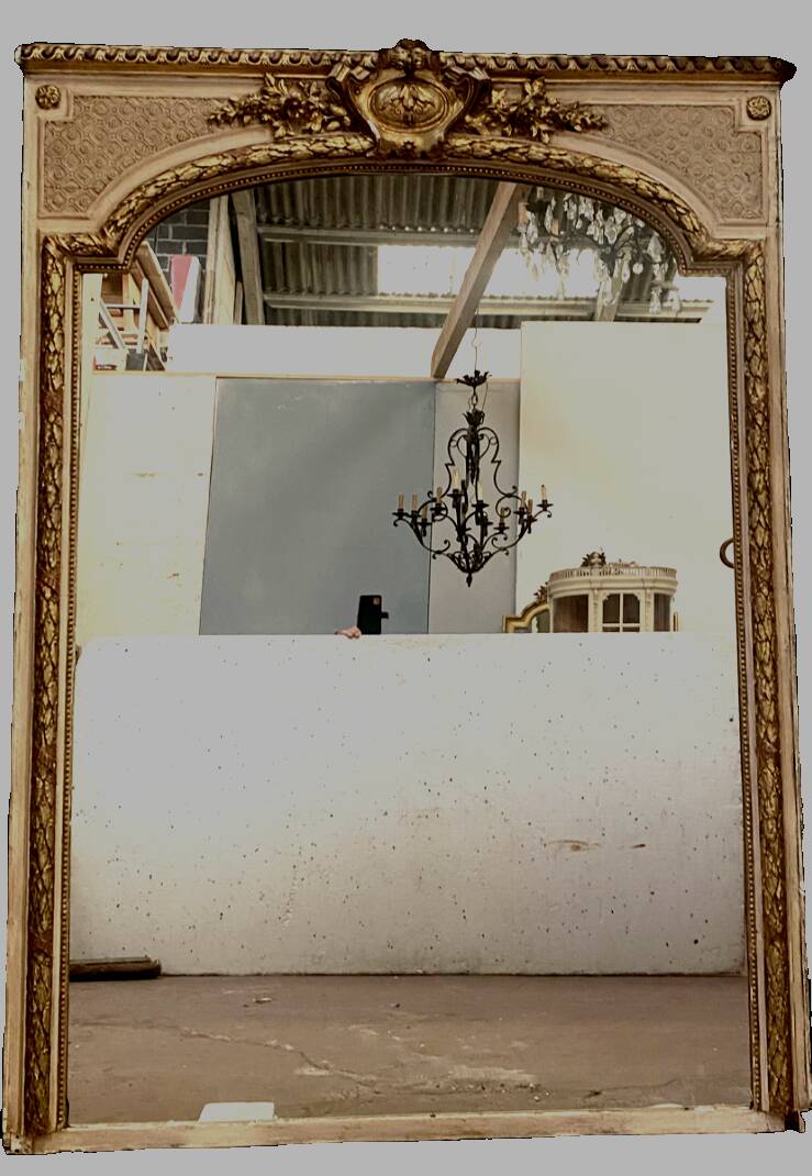 Louis XV style mirror in wood and gilded and patinated stucco 19th century