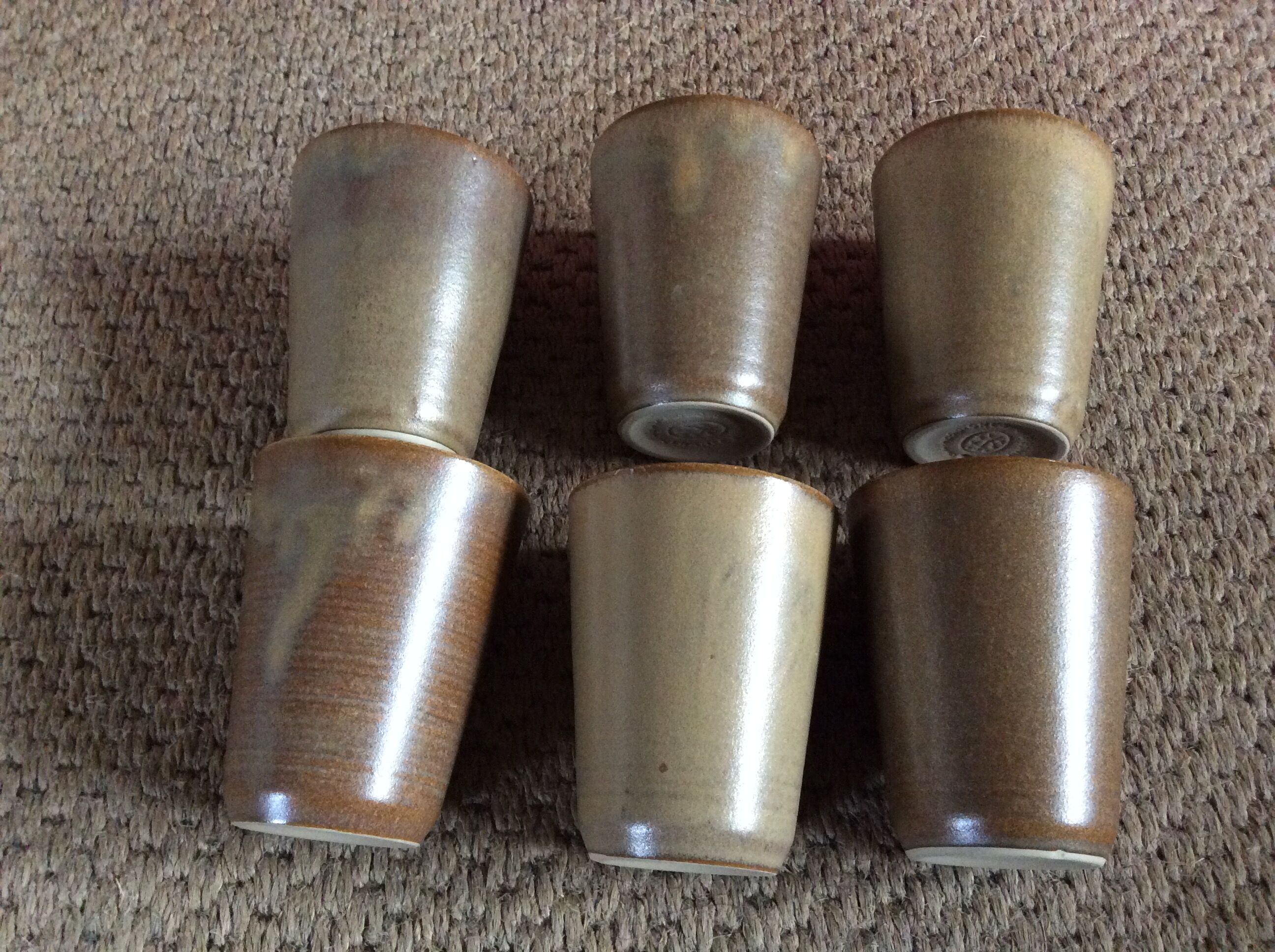 Series of 6 sandstone cups