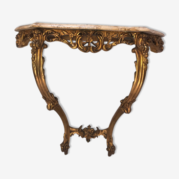Console bois doré et marbre style Louis XV