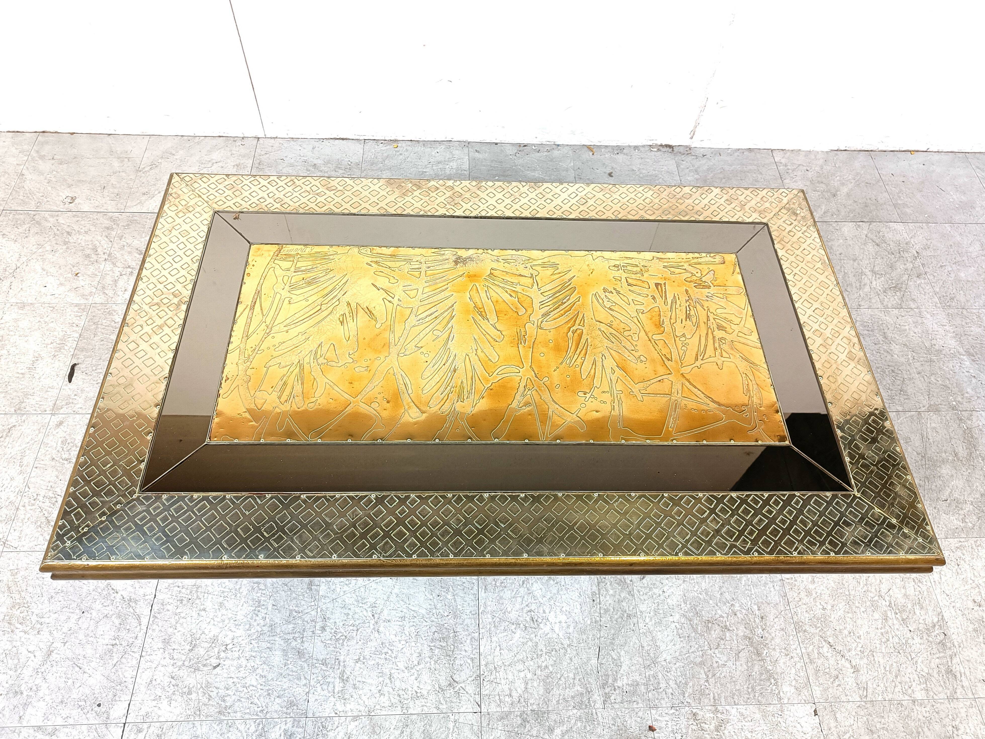 Vintage brass coffee table by Rodolfo Dubarry, 1970s