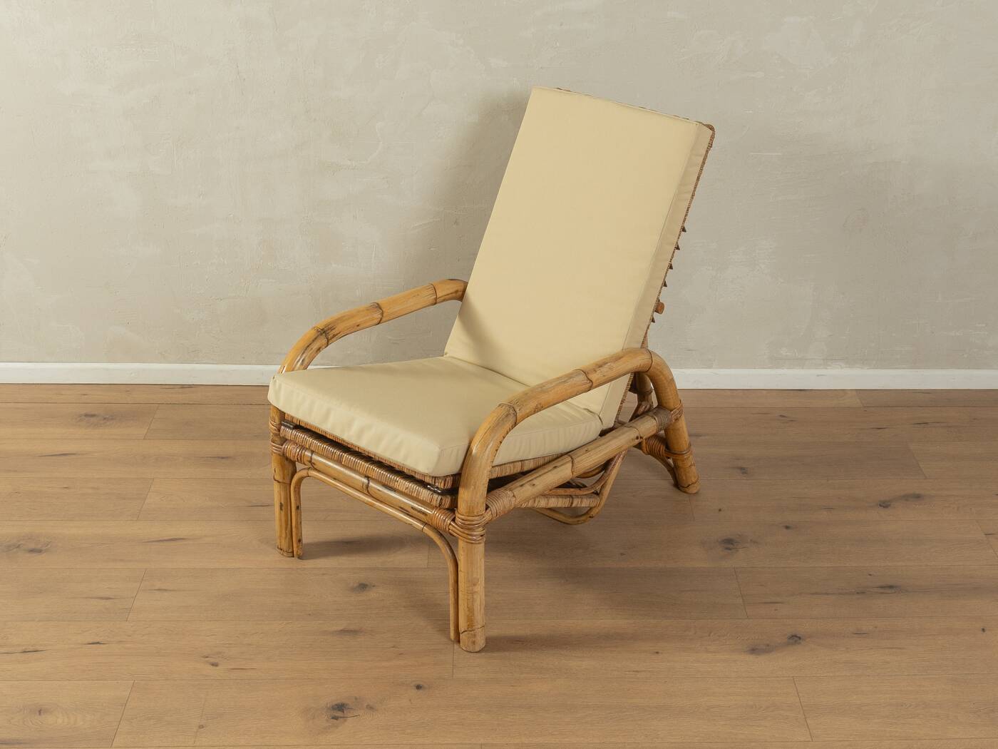 Chaise longue en bambou des années 1960