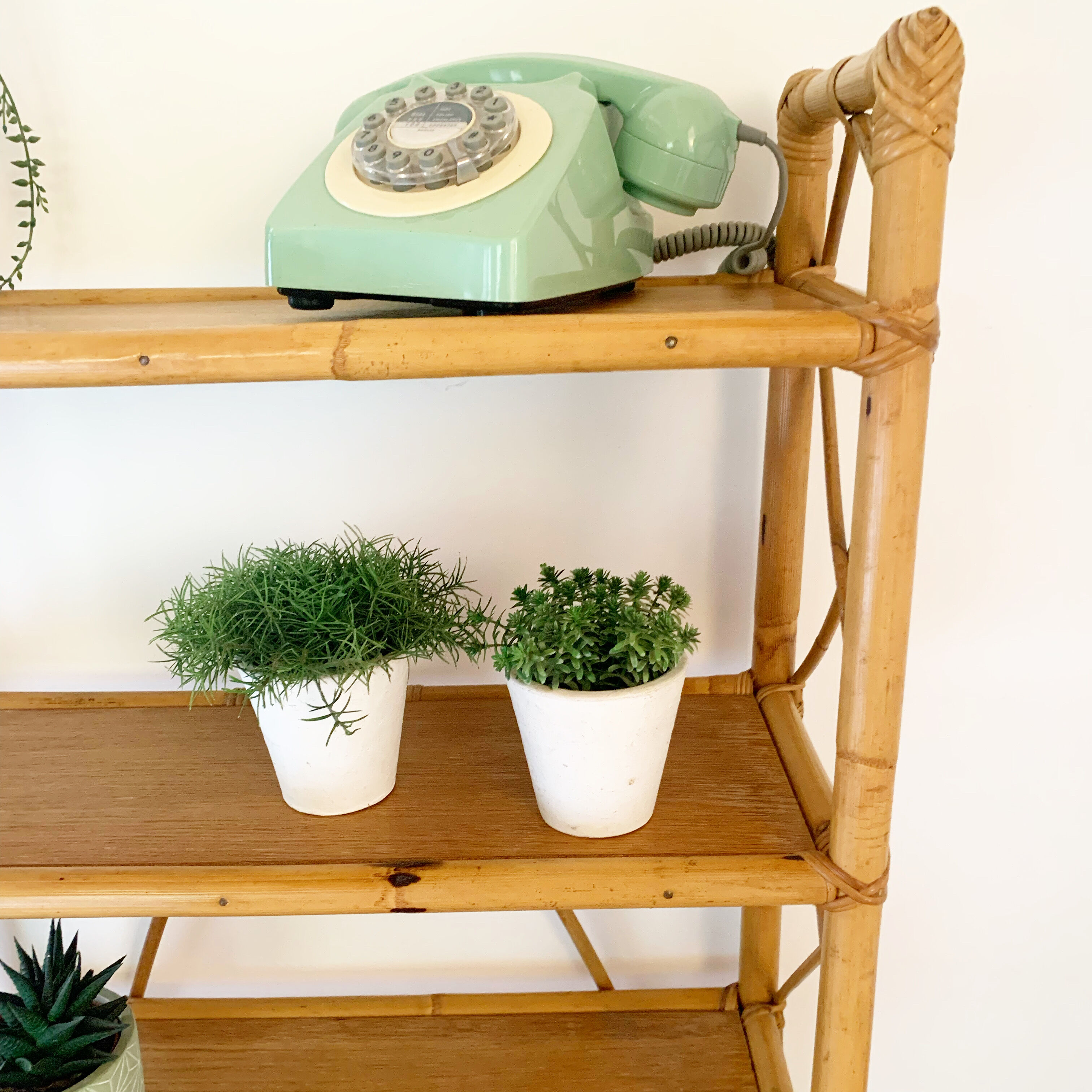 Vintage rattan stand shelf