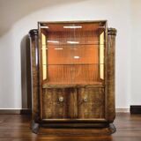 Vintage art deco cabinet / display cabinet with integrated lamps