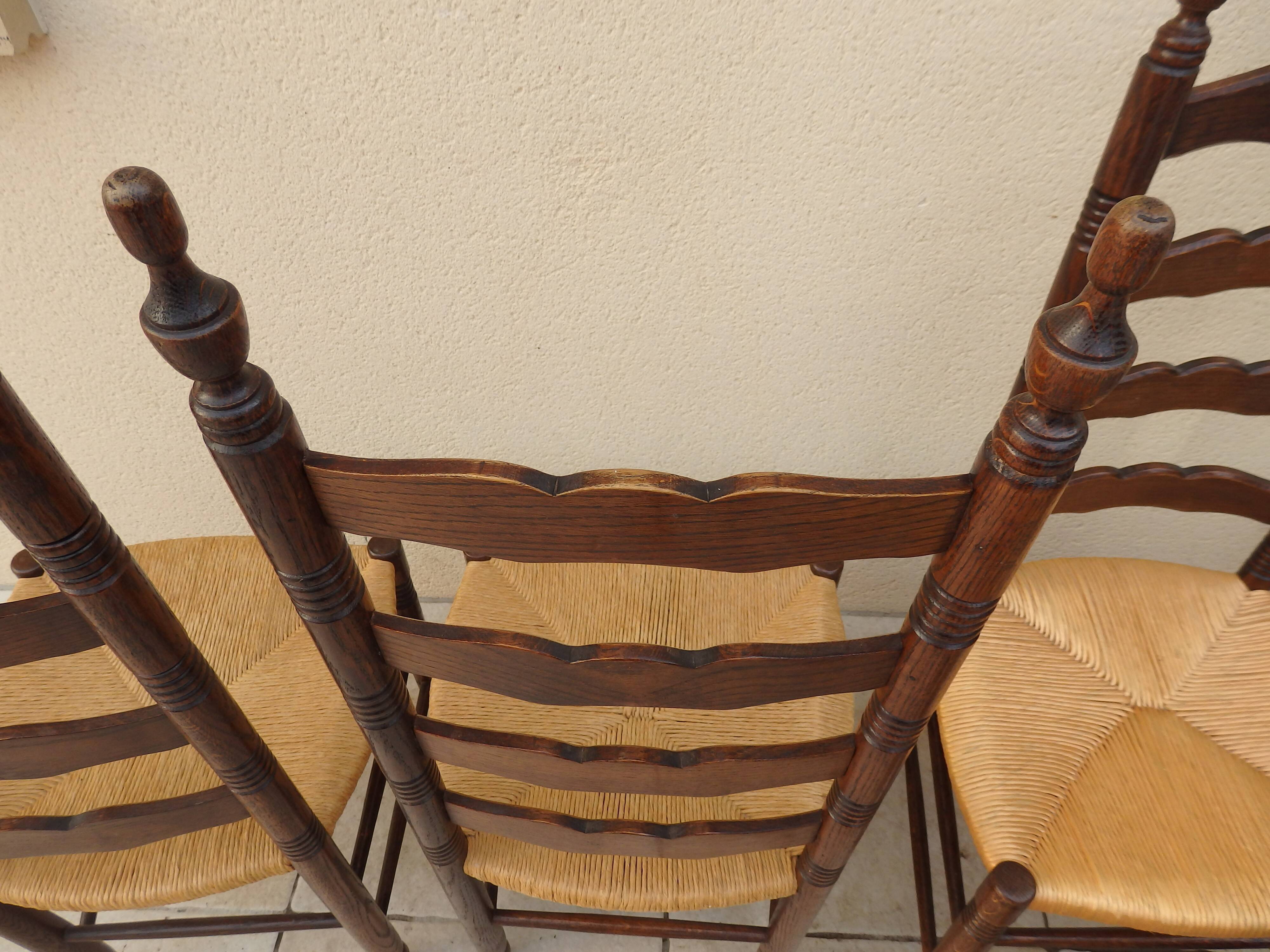 6 chairs straw and wood farmhouse old monastery