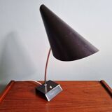 Chrome and black lacquered metal desk lamp, design by Josef Hurka, Napako, 1950.