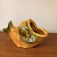 Saucière poisson Vallauris en faïence orange et vert vintage 60s/70s