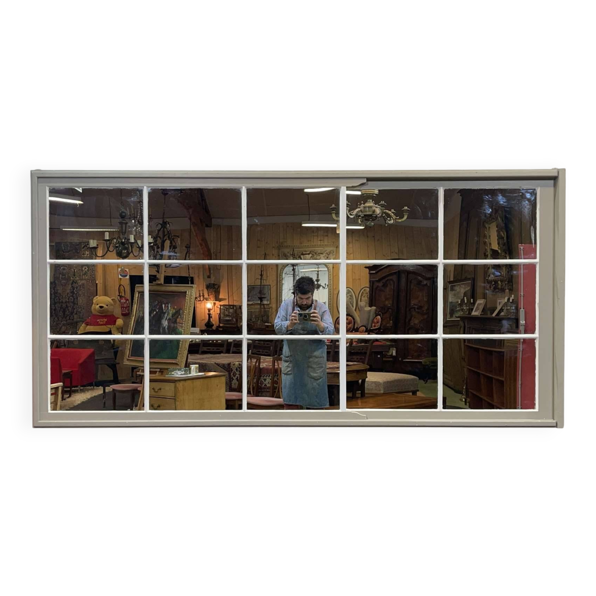 Large English industrial mirror, 1990s work, pub background