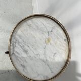 Louis XVI style pedestal table, beech and marble end table