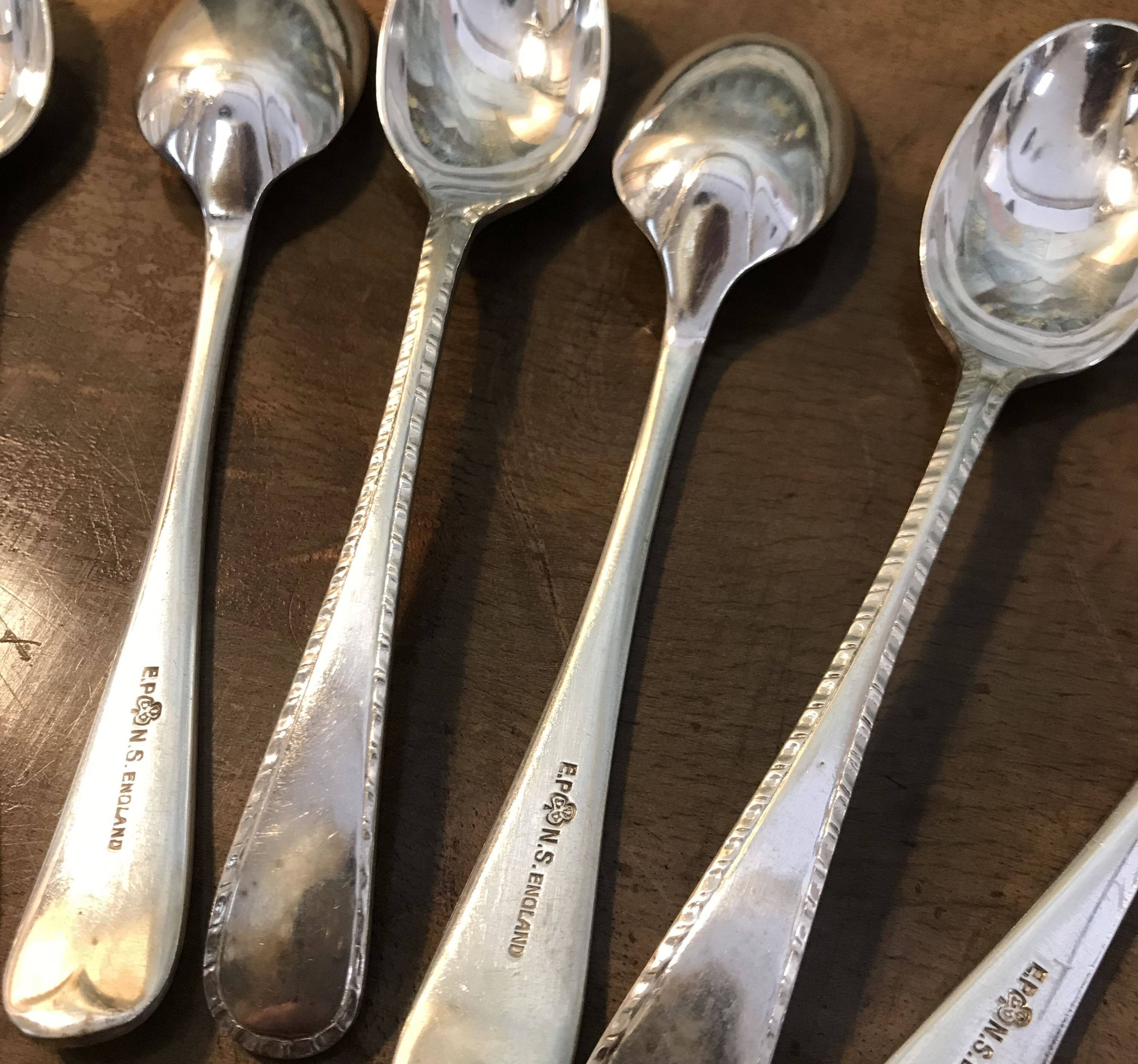 Set of 6 silver plated English teaspoons