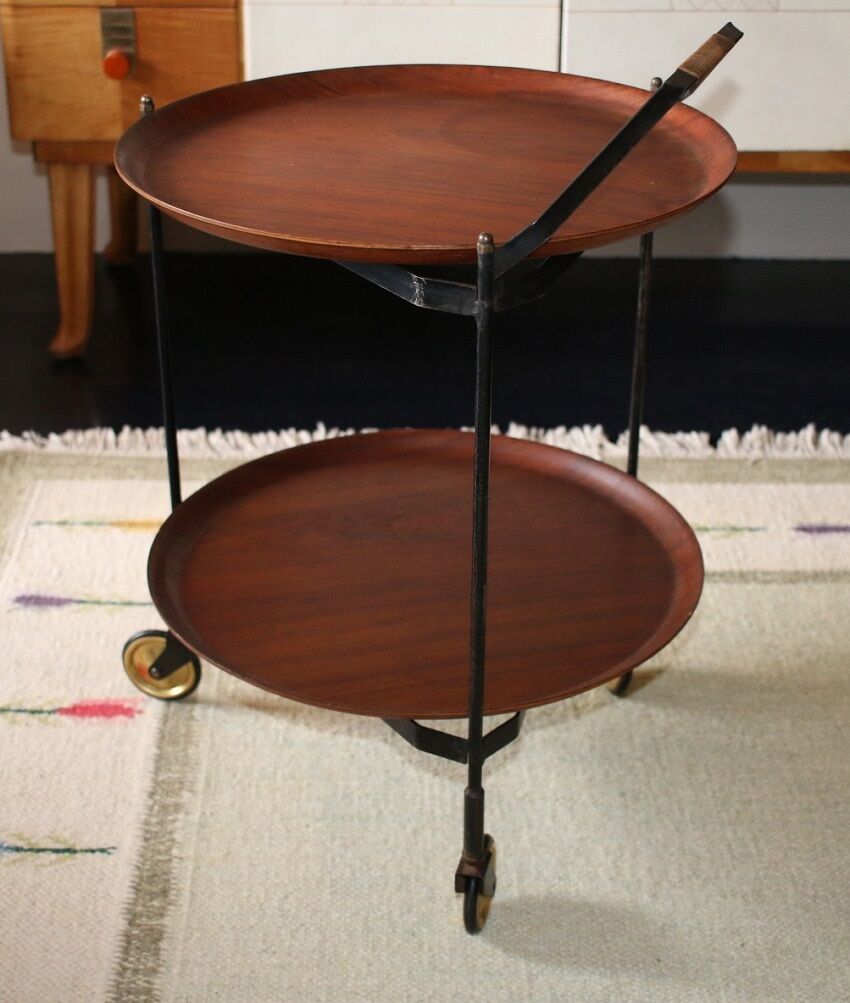 Swedish teak foldable serving trolley by Ary Fanerprodukter, 1960s