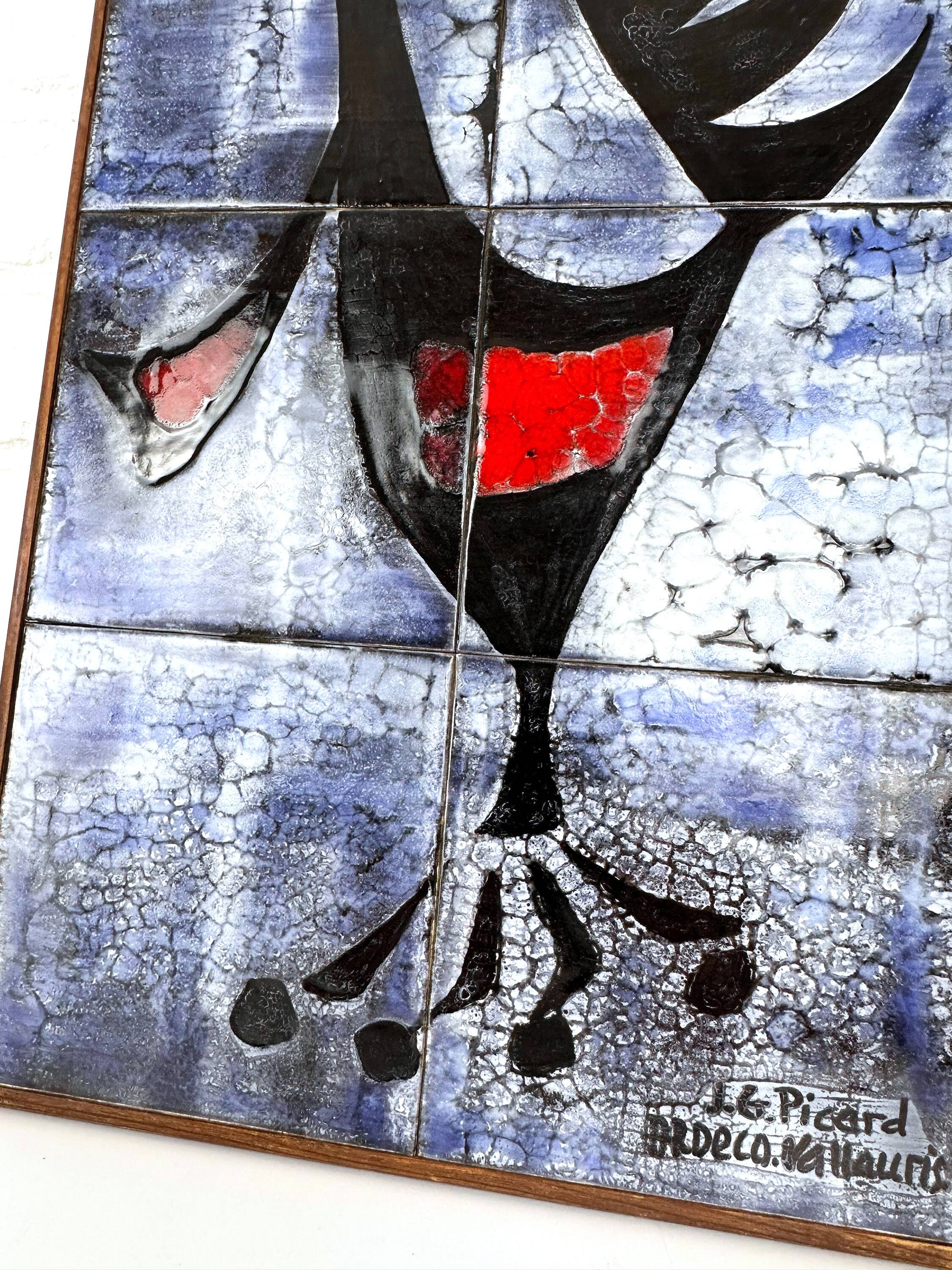 Modernist ceramic wall panel by J.G. Picard, Vallauris, 1960s.
