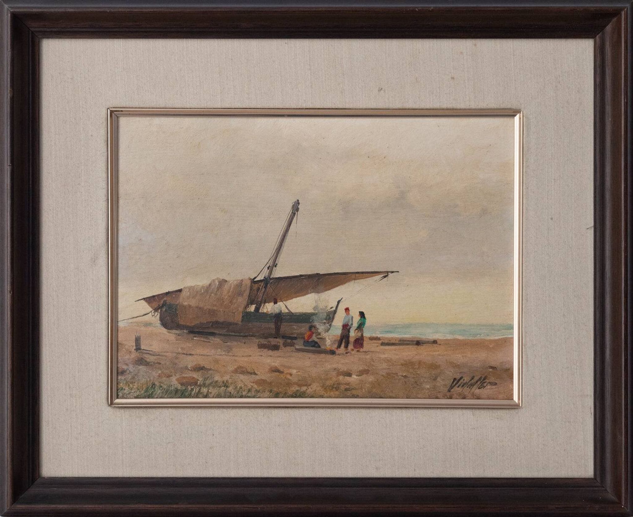 Bateau de pêche méditerranéen - Scène de plage