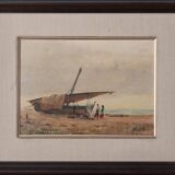 Bateau de pêche méditerranéen - Scène de plage