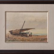 Bateau de pêche méditerranéen - Scène de plage