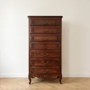 Louis XV style chest of drawers in dark wood with 7 drawers
