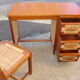 Desk and chair in mahogany and straw seat, made in Mexico in 1959