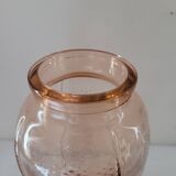 "opalescent hobnail peach-pink vase"