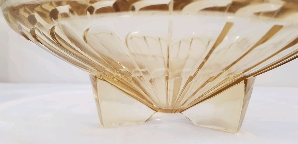 Art deco trinket bowl  thick glass