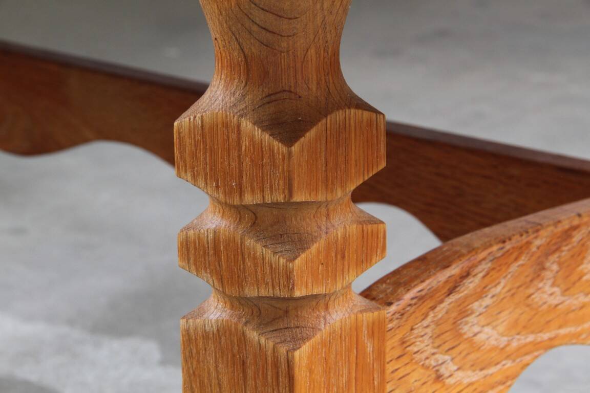Vintage Danish brutalist oak & tile coffee table in the style of Henning Kjærnulf, 1960s