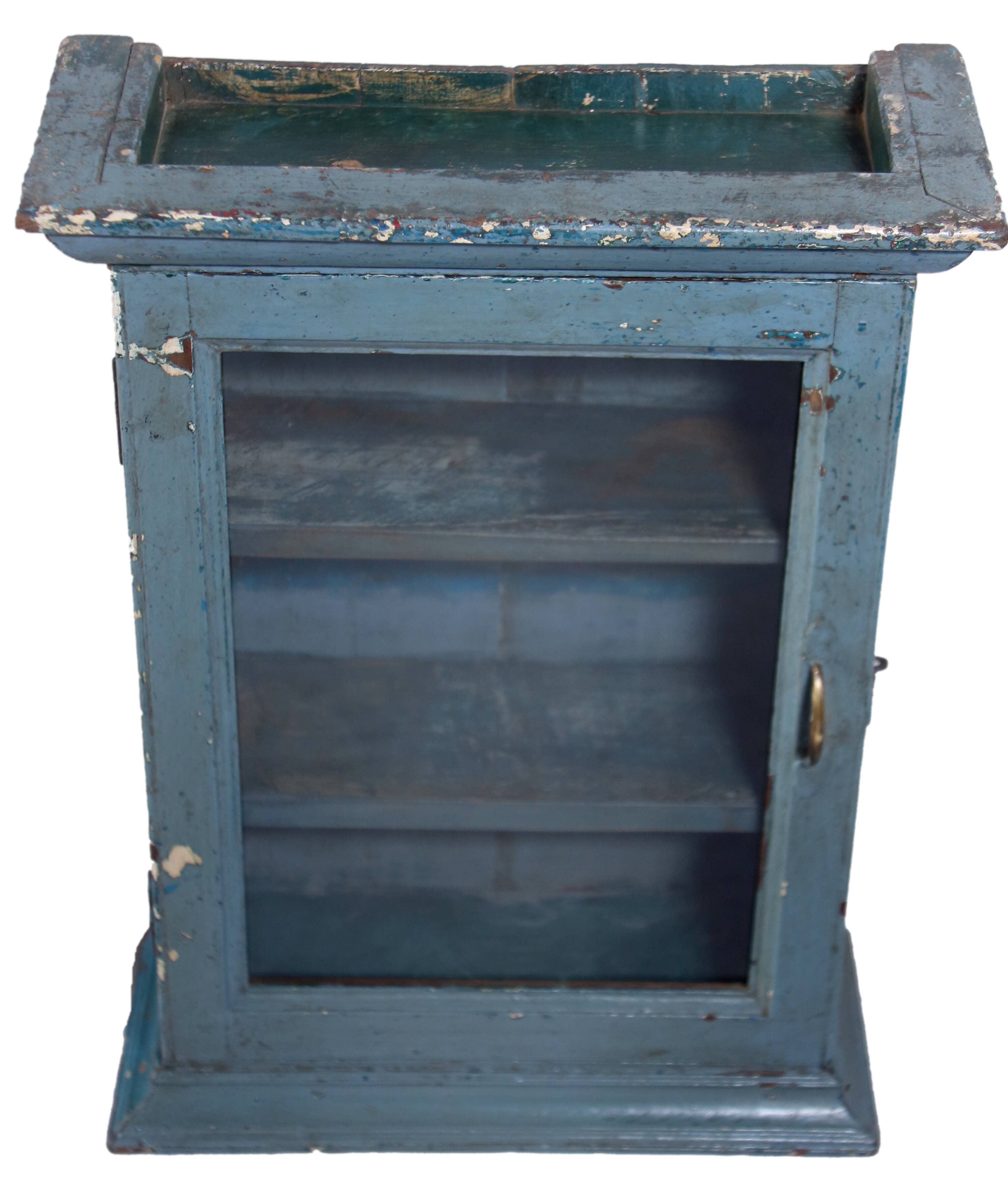 Etagère vitrine murale en teck birman ancien