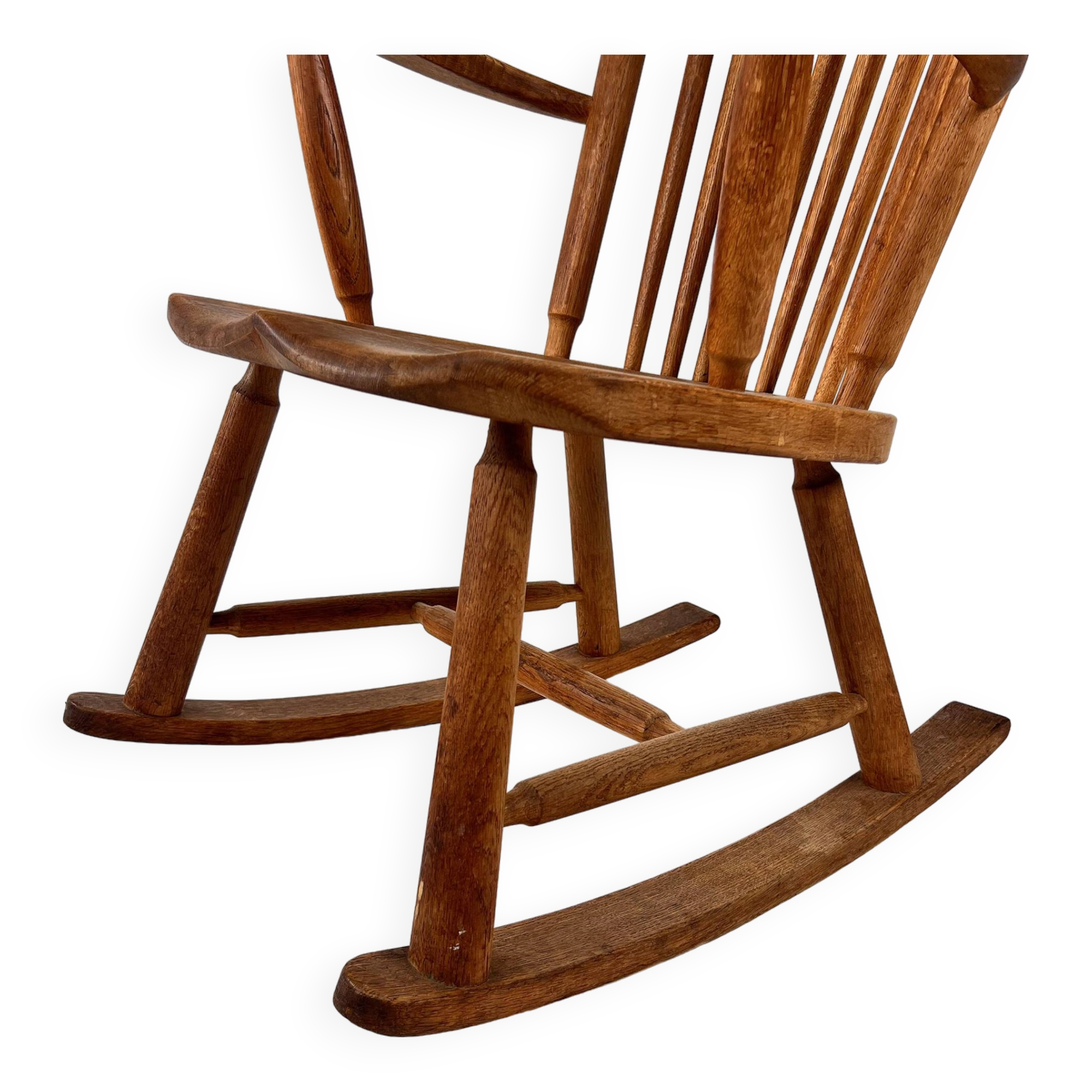 Vintage solid oak rocking chair, 1960s
