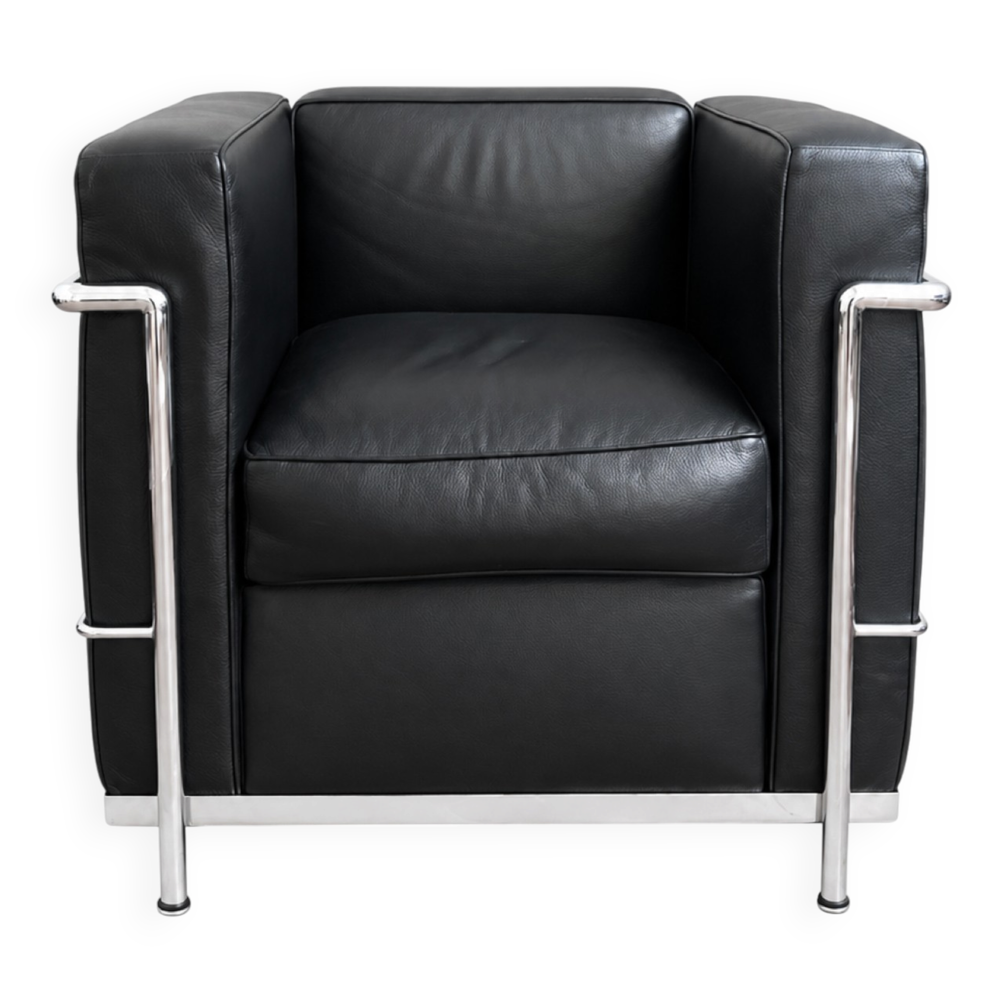 Designer armchair in black leather