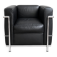 Designer armchair in black leather