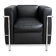 Designer armchair in black leather