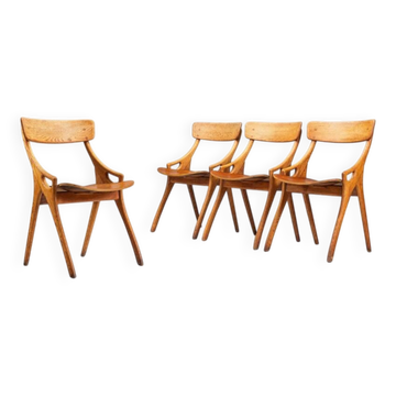 Arne Hovmand Olsen set of four dining chairs in teak Mogens Kold Denmark 1959