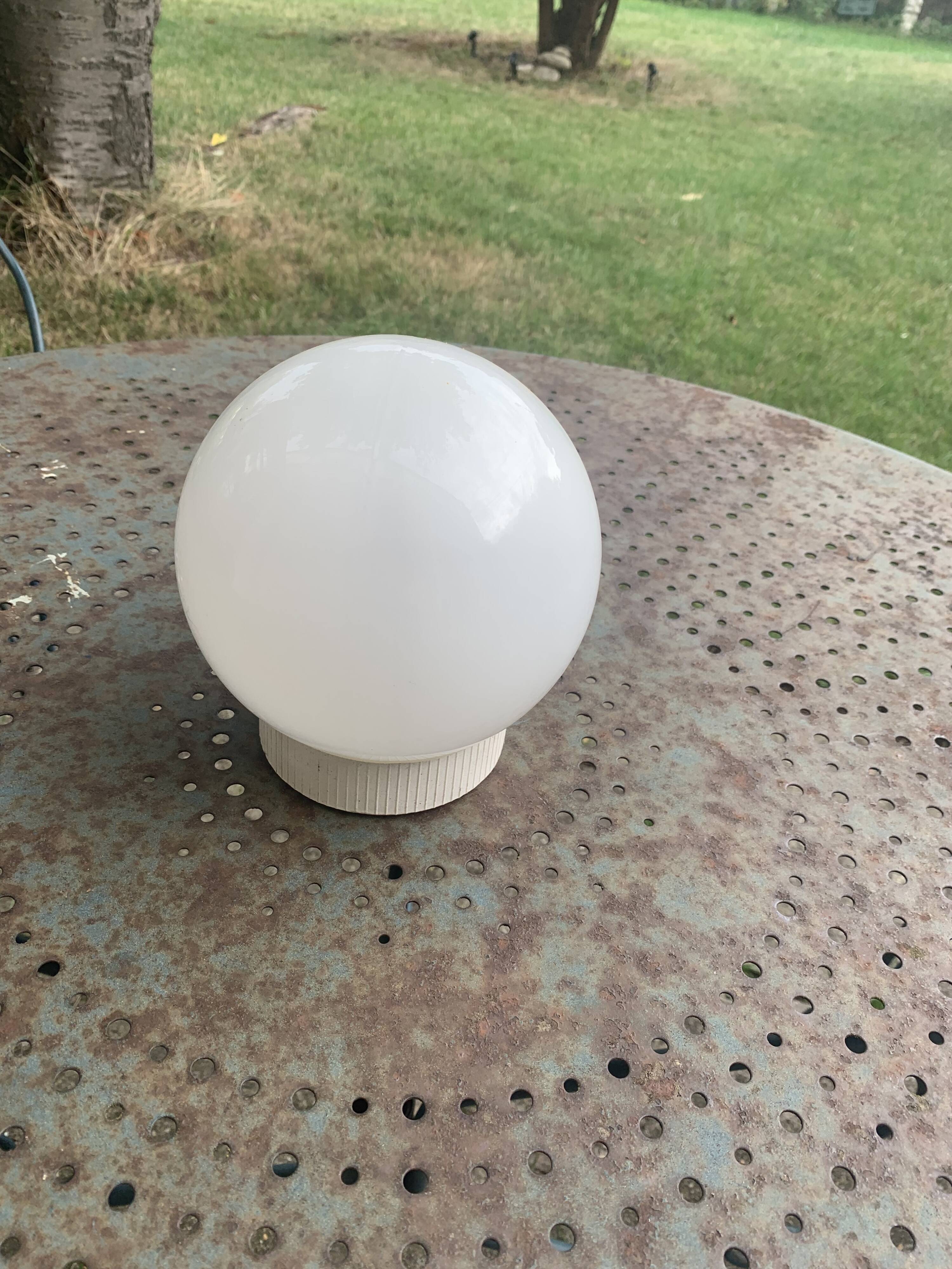 Ceiling light, white opaline globe ball, with base, vintage