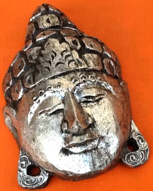 Hanging mask Carved wood Indonesia (Bali) Buddha face