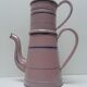 Enamelled coffee maker pink, blue liseret