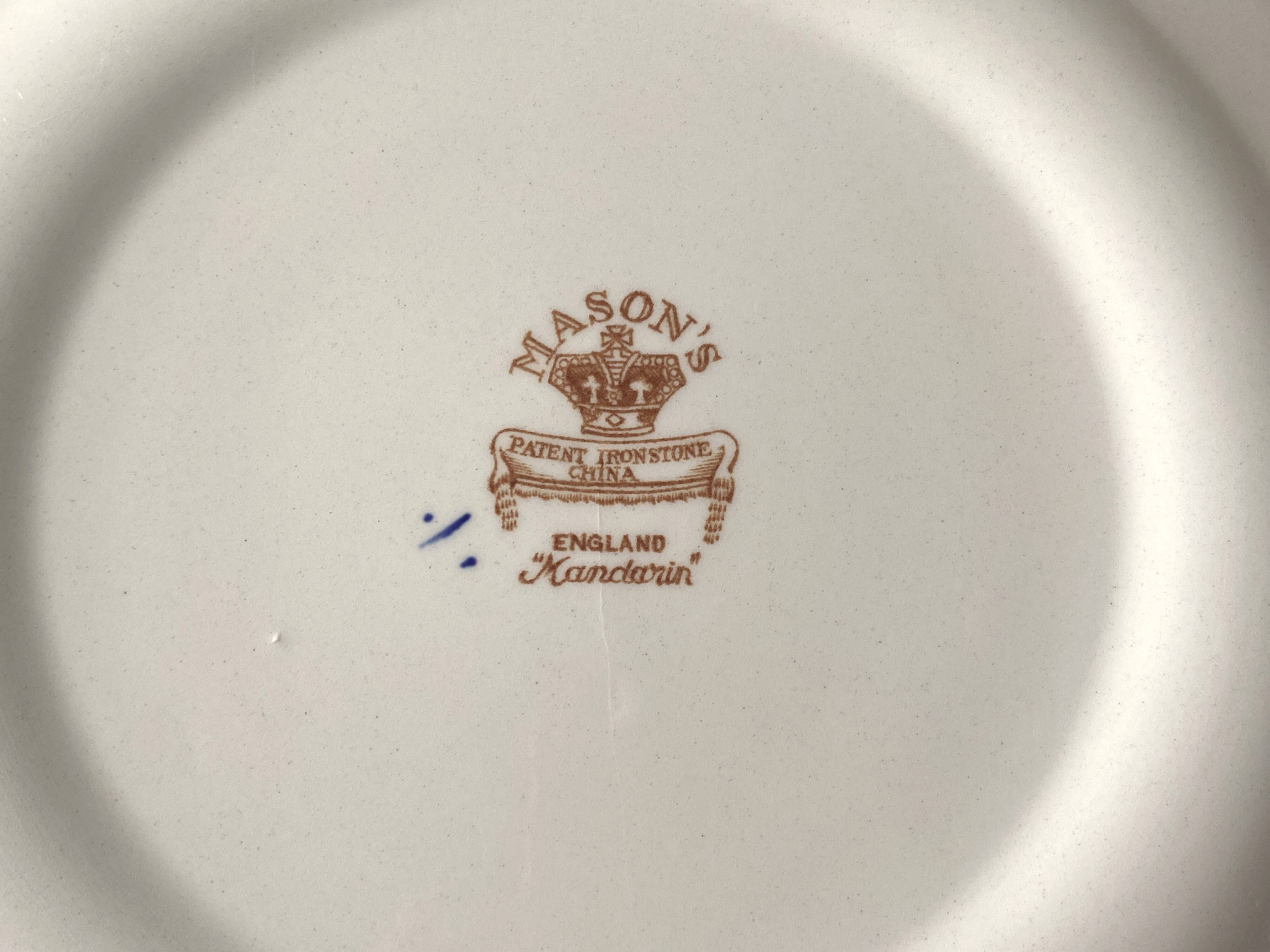 6 Mason's Terre de Fer English earthenware plates with Mandarin Mandalay decor