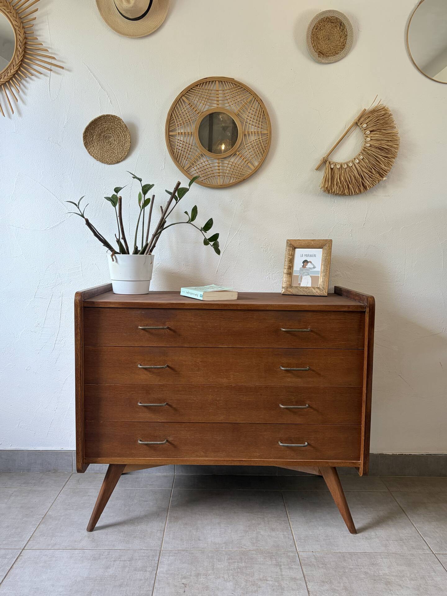 Vintage oak commode from the 1960s.