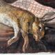 Oil painting on canvas of a still life with a hare circa 1950