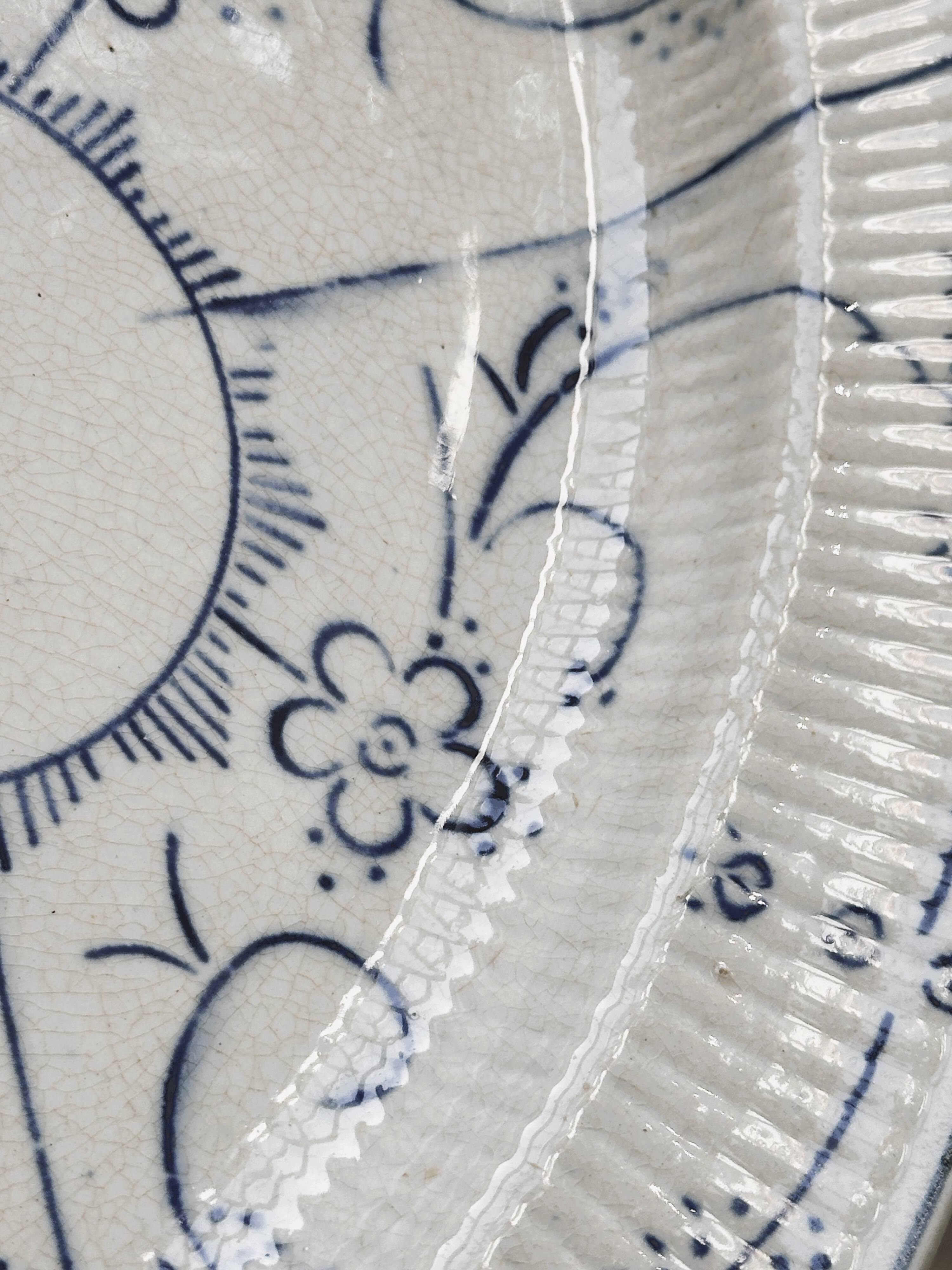 Vintage blue and white ceramic oval dish