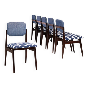 Ensemble de six chaises de salle à manger italiennes des années 1960.