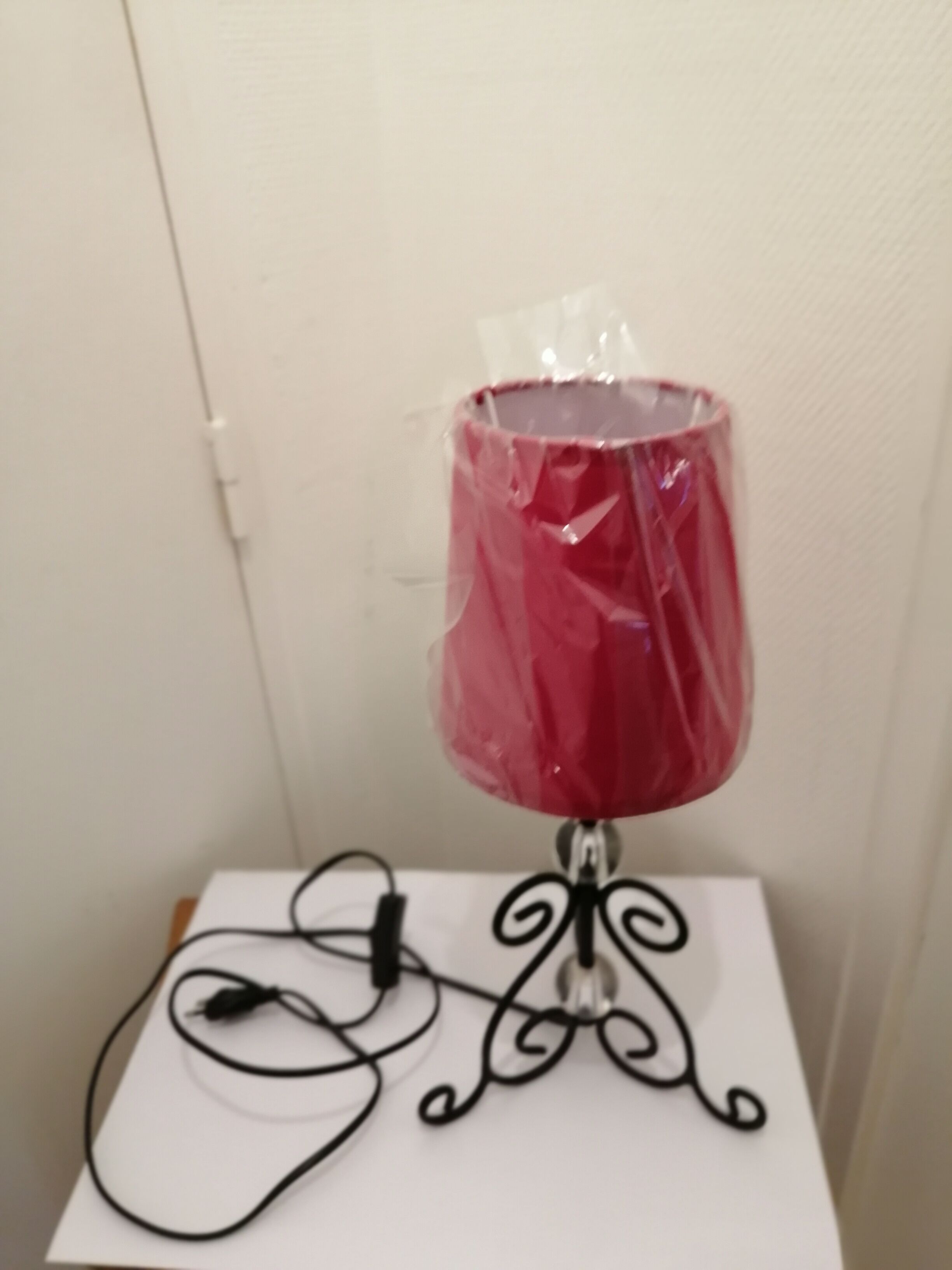 Pair of forged iron lamps