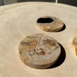 Set of 3 fossilized wooden coasters (clear)