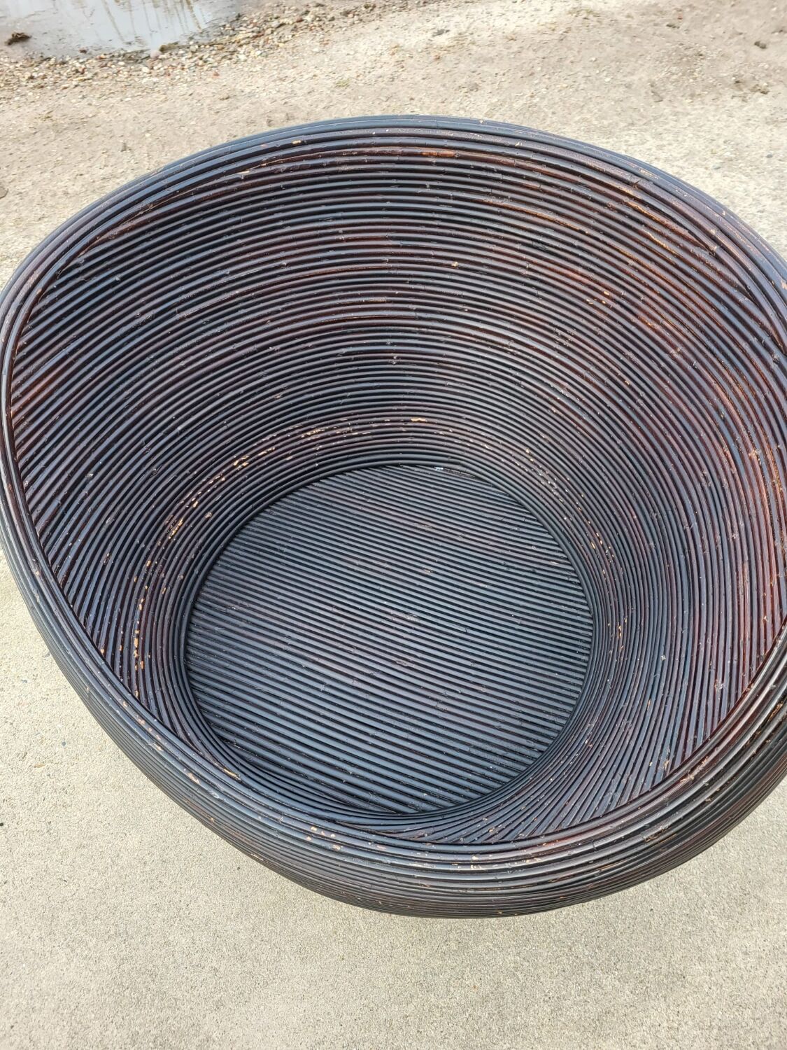 Vintage MCM pencil reed egg pod chair - rattan bamboo