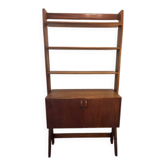 Vintage Scandinavian teak library from the 1960s – design shelf n