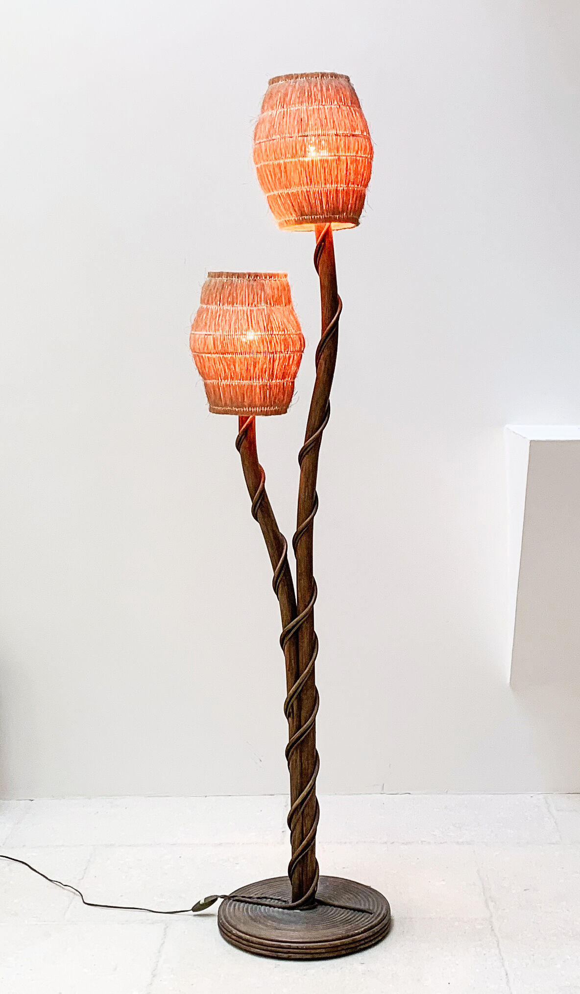 Lampadaire forme libre en bois des années 60