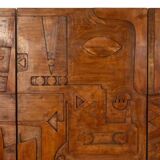 Victory of Segonzac. Triptych panel in carved wood. Contemporary.