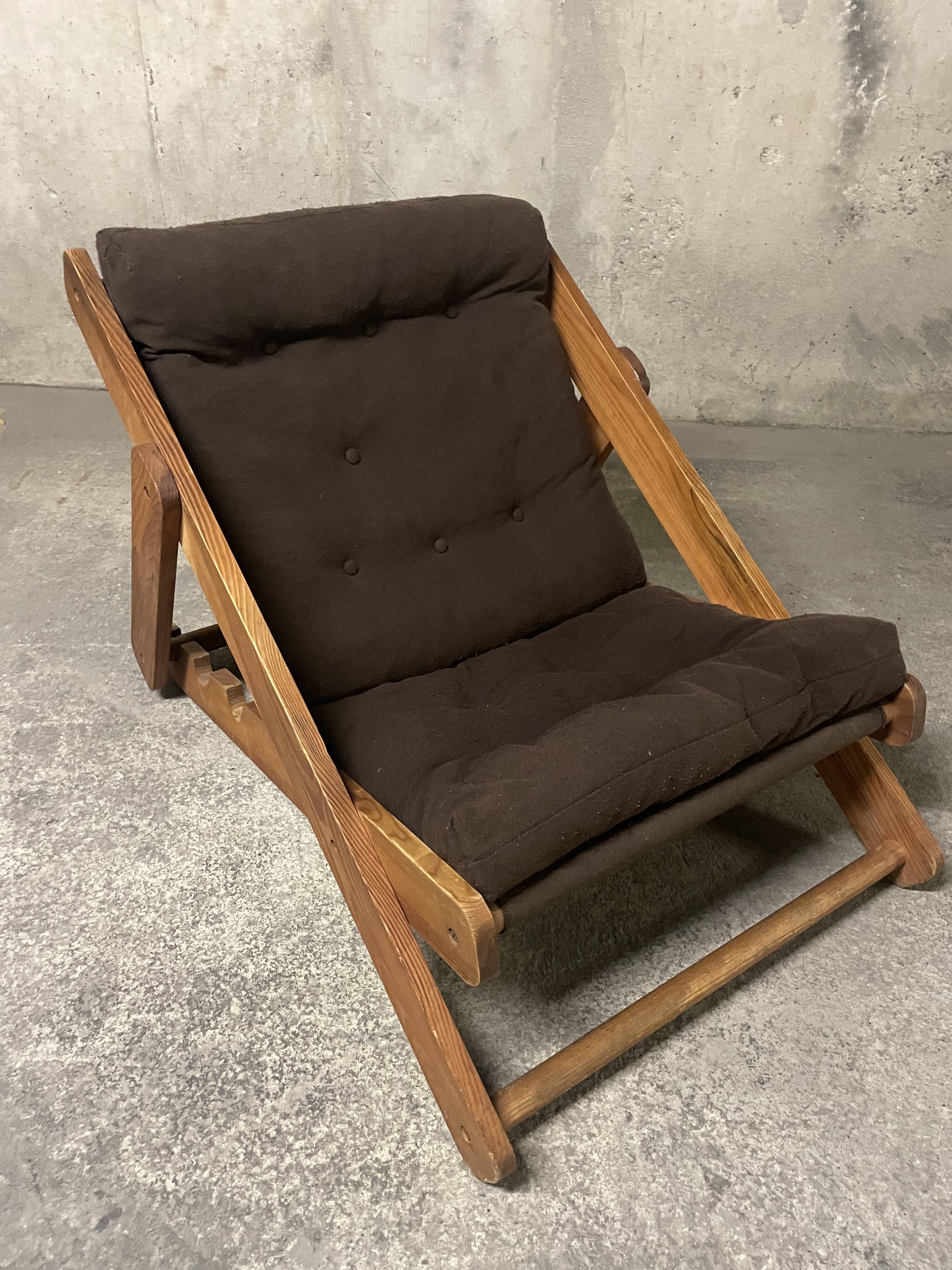 1960s pine folding armchair