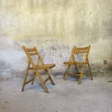 Pair of vintage folding wooden chairs
