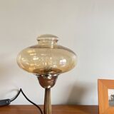 Table lamp in brass and golden smoked glass globe LAMP-7414