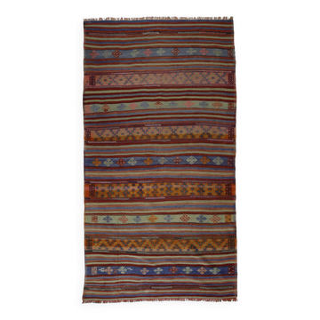 Grand kilim turc vintage en laine, Oushak, 345 x 181 cm