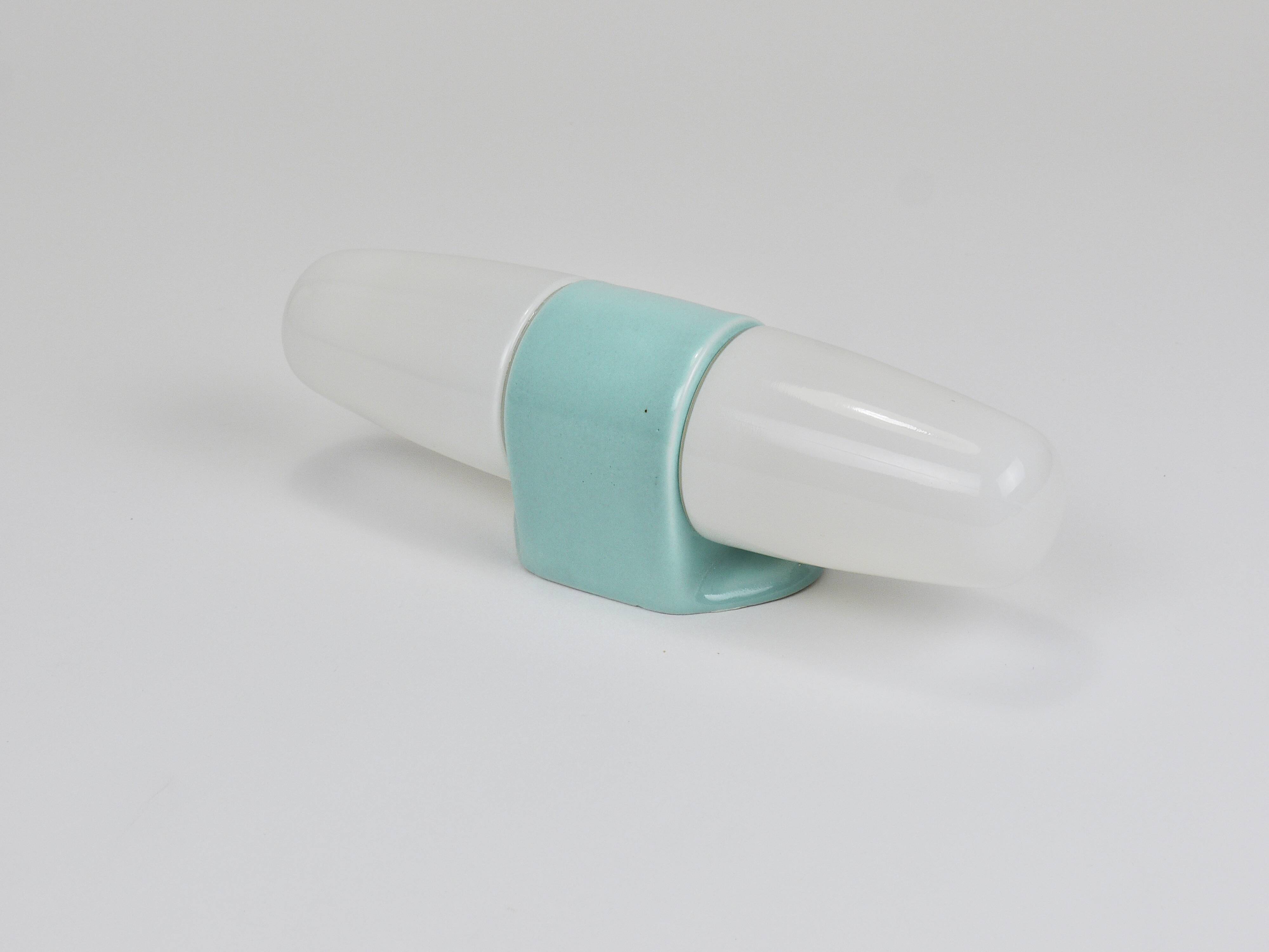 Wilhelm Wagenfeld Bauhaus Turquoise Double Sconce Wall Light, Germany, 1950